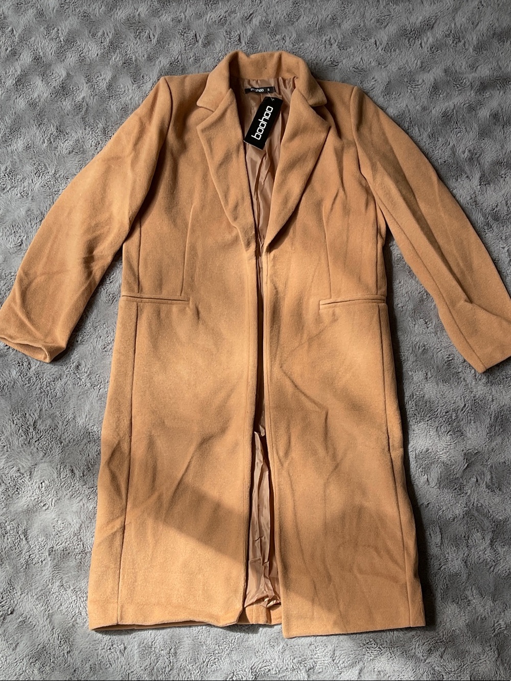 Boohoo Tan Longline Trench Coat
